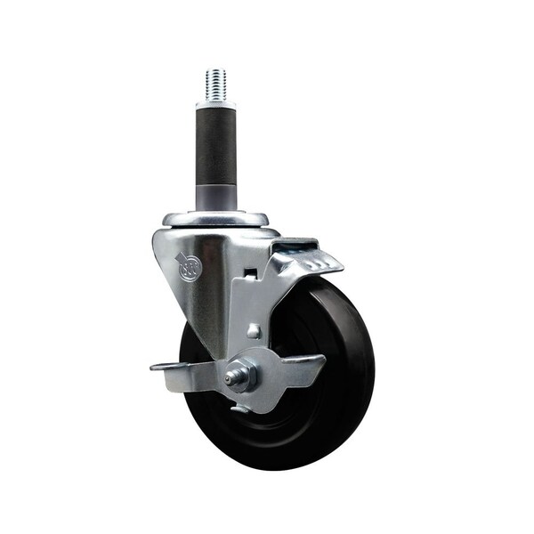 4'' Hard Rubber Swivel 1'' Expanding Stem Caster with Brake
